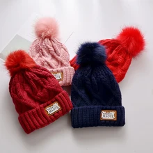 Новинка года; Зимняя шерстяная вязаная шапка с меховым помпоном; женская брендовая модная повседневная шапка Skullies; женские толстые теплые кашемировые колпачки для девочек