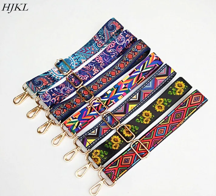 

HJKL Nylon Colored Belt Bag Strap Accessories for Women Rainbow Adjustable Shoulder Hanger Handbag Straps Decorative chain bag