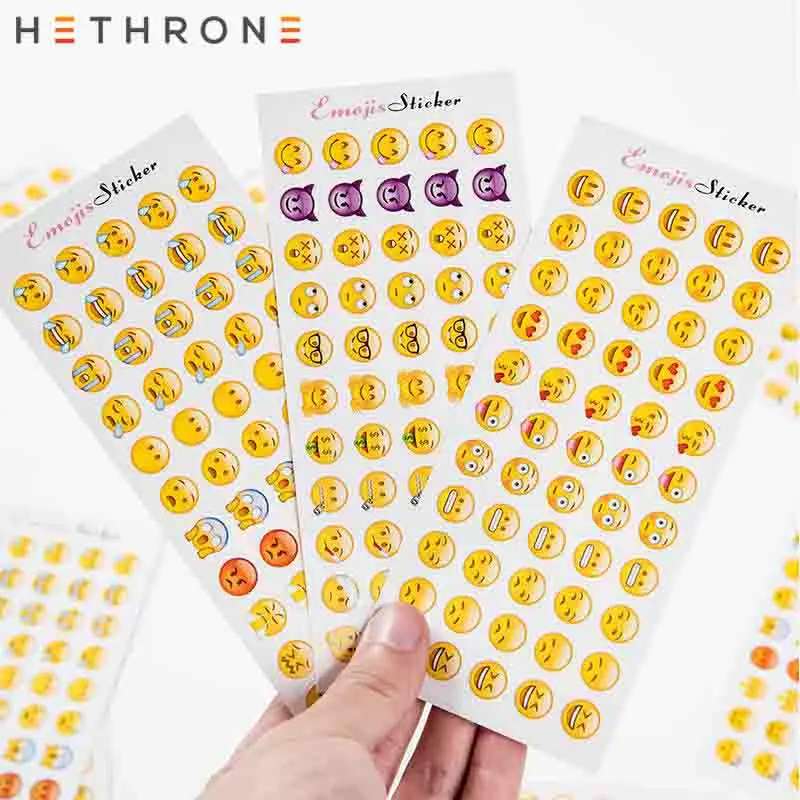 

Hethrone 12sheets 660 network Kawaii Emoji Smile Expression Cute Small Sticker Painted Watercolor Diary Photo Decorative Sticker