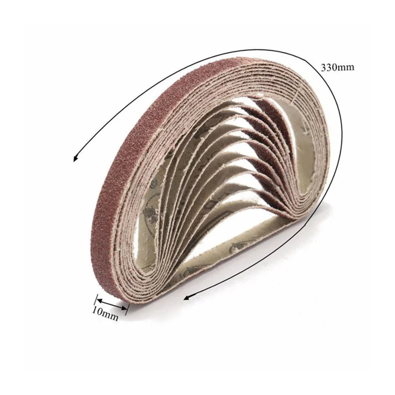 10 шт. 40/60/80/120 крупа шлифовки и полировки Замена шлифовальной ленты Грит Бумага для угловая шлифовальная машина 330x10 мм