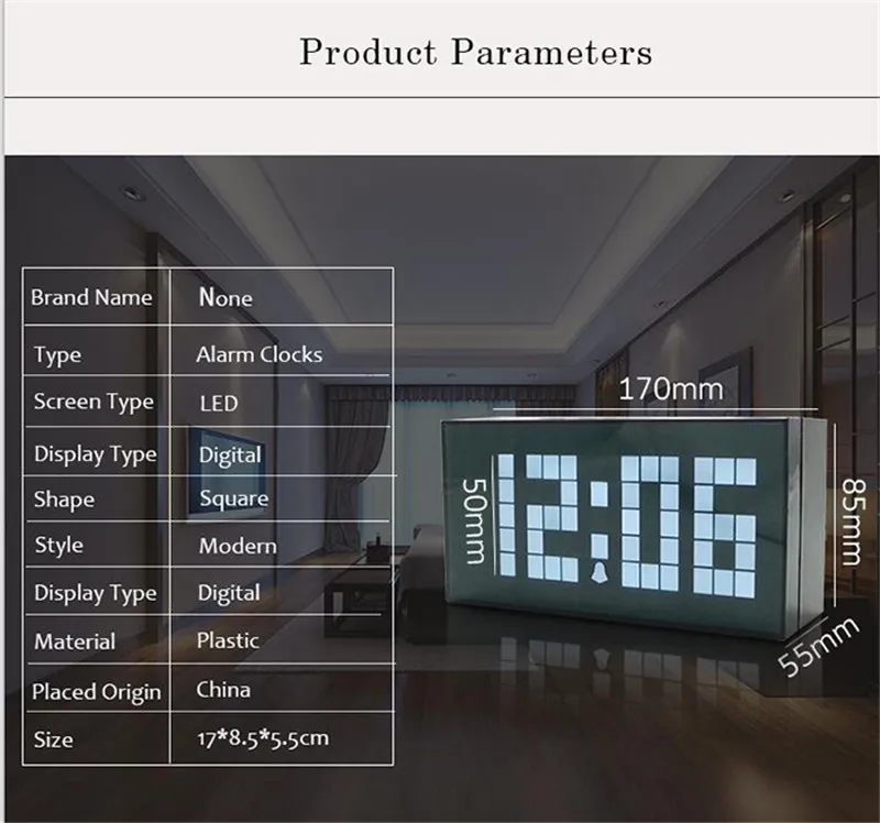 Горячая Распродажа, модные дизайнерские настольные часы, контроль температуры и звуков, электронный настольный светодиодный Будильник, декор для комнаты