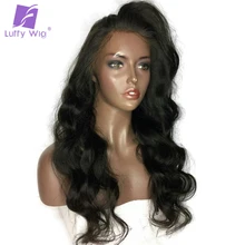 Luffy 180% Density Pre Plucked 13*6 Long Space Lace Front Human Hair Wigs With Baby Hair Peruvian Non-remy Hair For Black Women