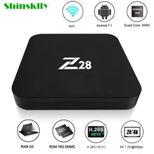 Shinsklly Z28 Android 7.1 TV Box RK3328 Quad Core 64Bit 2G+16G/1G+8G H.265 UHD 4K VP9 HDR 3D WiFi Media Player smart set top box
