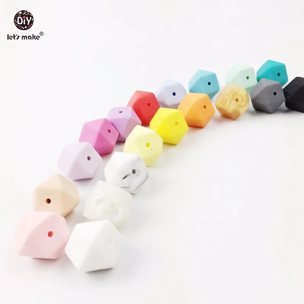 Contas de Silicone Vamos Fazer Geométrico Octogonal 50pc Silicone Dentição Faça Você Mesmo Artesanato Enfermagem Colar Contas Bebê Mordedor 17mm