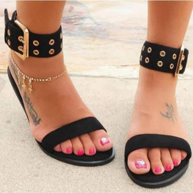 Летние босоножки женские плоский сандалии пляж обувь Прозрачная обувь прозрачный ремешок с пряжкой винтажные сандалии-гладиаторы sandalia feminina