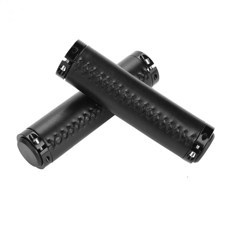 PU Leather Bicycle Handlebar Grips Cover Lockable Non Slip Rubber Bike