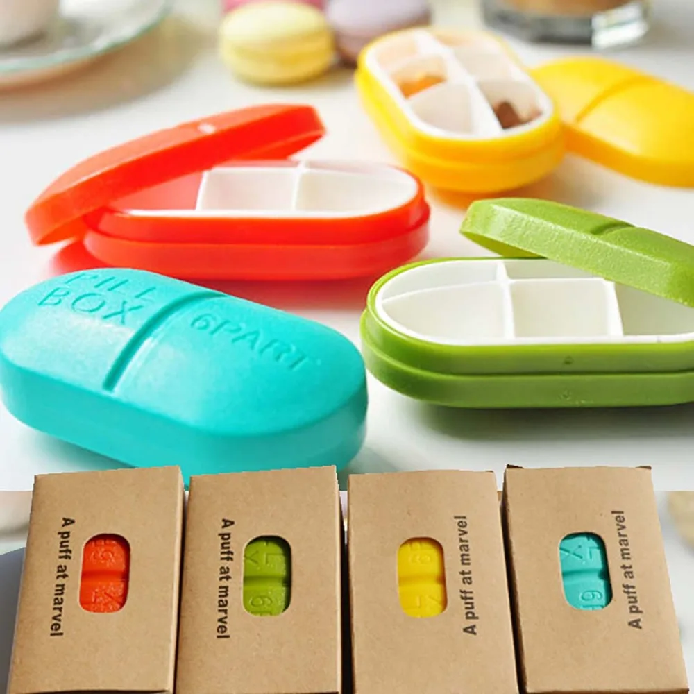 

6 Pill Box Weekly Pill Travel Creative Capsule Six Plastic Drug Box Six Plastic Receiving Box Delicate One-week Small Drug Parts