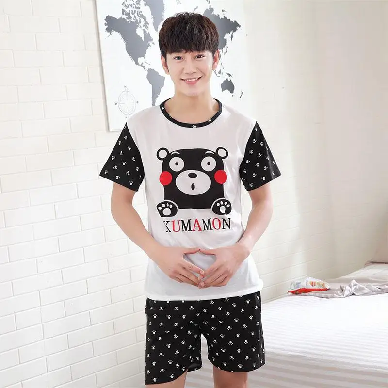 

MISSKY Men Women Lovers Pajamas Sets Soft Summer Smooth Milk Silk Fashion Casual Home Wear Set Male Sleep Wear