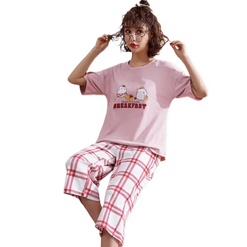 

Women Pajamas Suits Lovely Home Suit Sleepwear Short Sleeve Pyjamas Comfortable Girl Pijamas Mujer