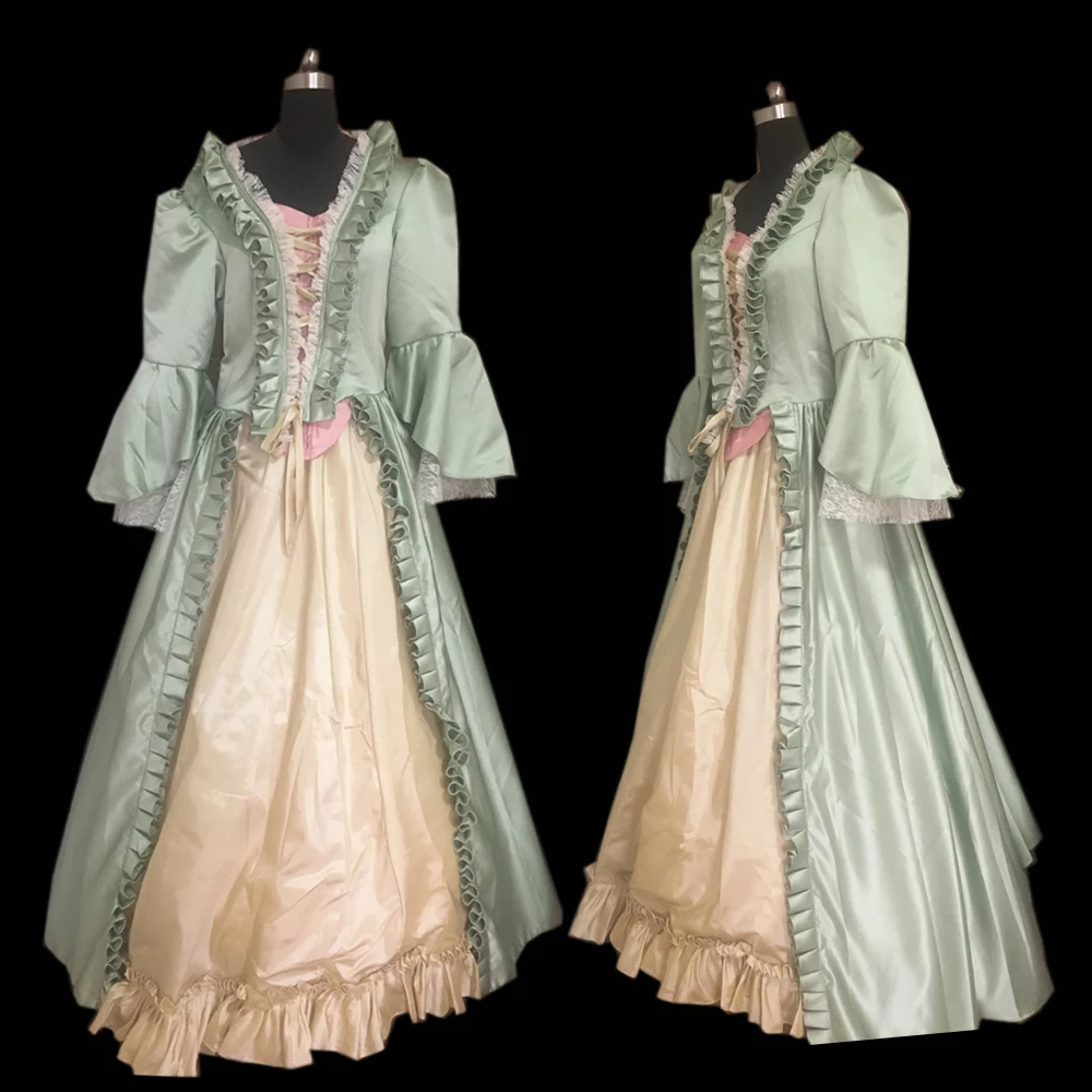 

2019 New green elegant Halloween Cosplay dress Colonial Georgian Renaissance Gothic Historical dress D-300