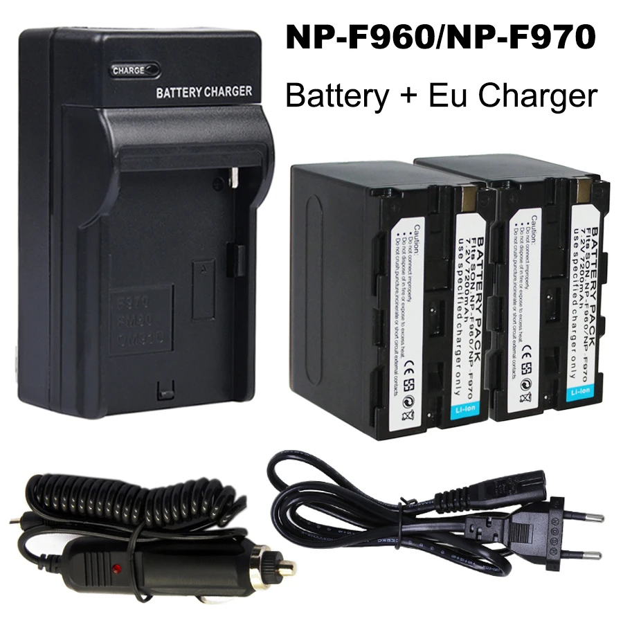 2x7200 мА · ч NP F960 аккумулятор + комплекты автомобильных зарядных устройств