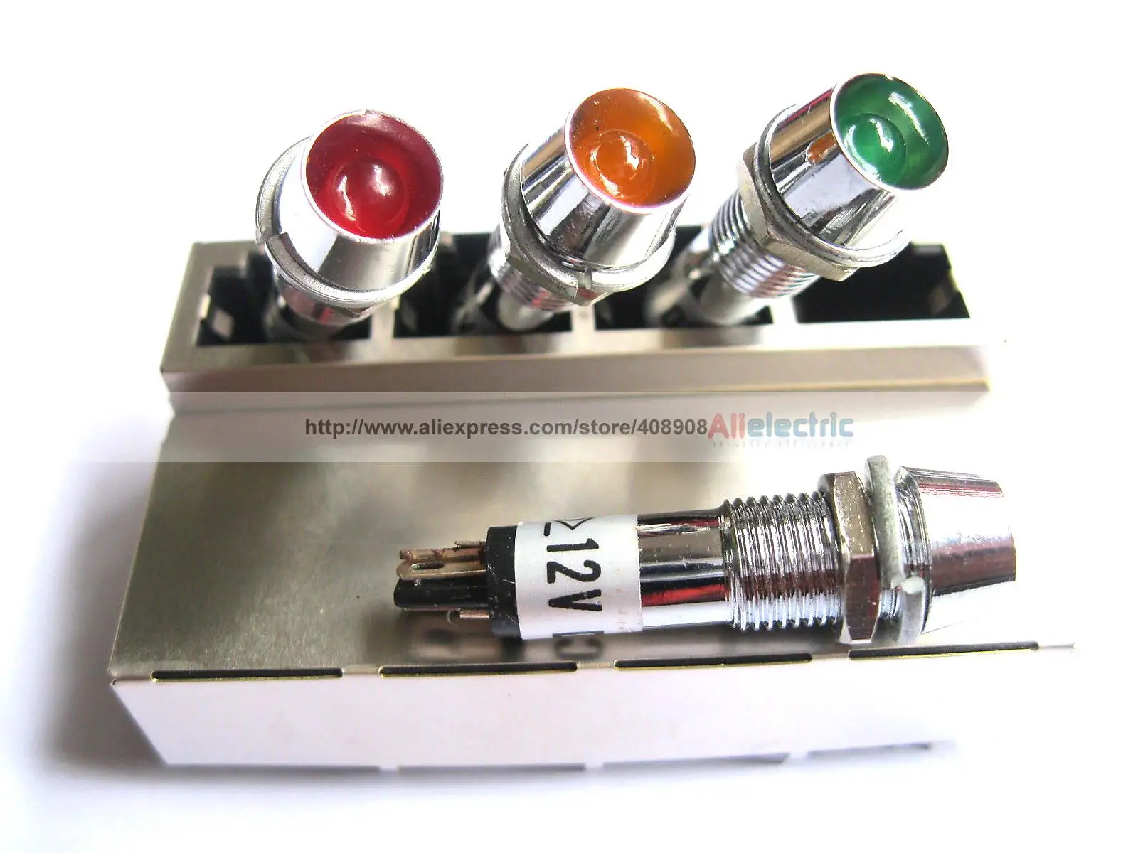 

100 Pcs Opening diameter: 8mm LED Indicator Green/yellow/red Color DC 12V New