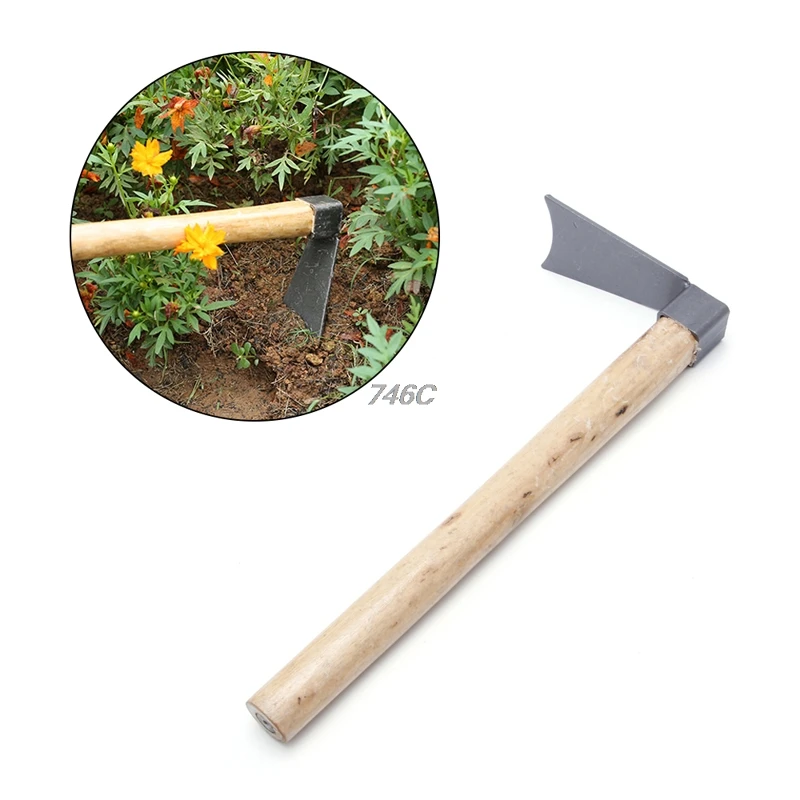 OOTDTY 2018 Hand Tool Hoe with Wooden handle Digger Tools Home Garden
