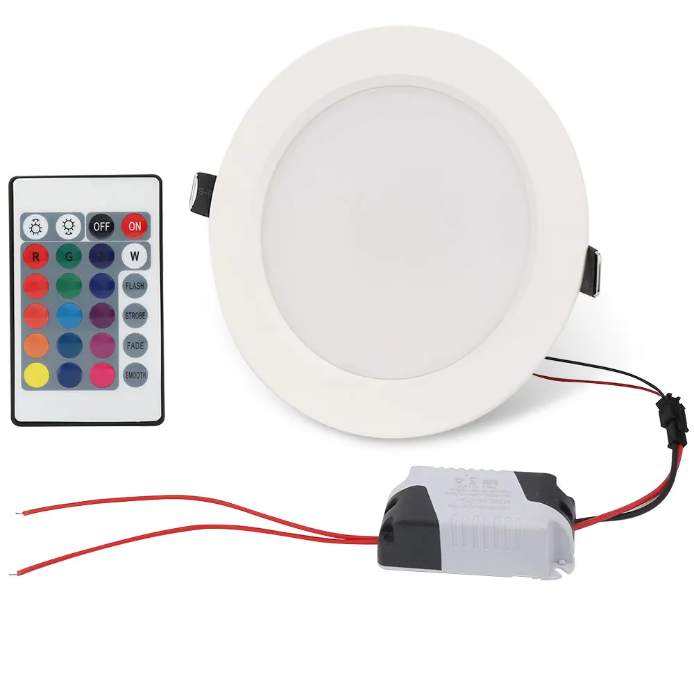 Dimmable RGB LED Recessed Panel Lamp 10W Ceiling Down Light Bulb with IR Remote 