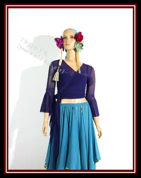

Belly dance top Transparent thin Belly Dance Top with trumpet sleeves Gypsy Bohemia CE100