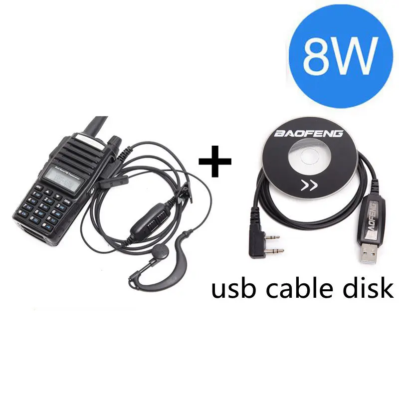 black cable disk Baofeng UV-82 Plus 8 Вт 10 км Большая дальность мощная портативная рация CB vhf/uhf двухстороннее радио Amador 8 Вт UV82 Plus - Цвет: black cable disk