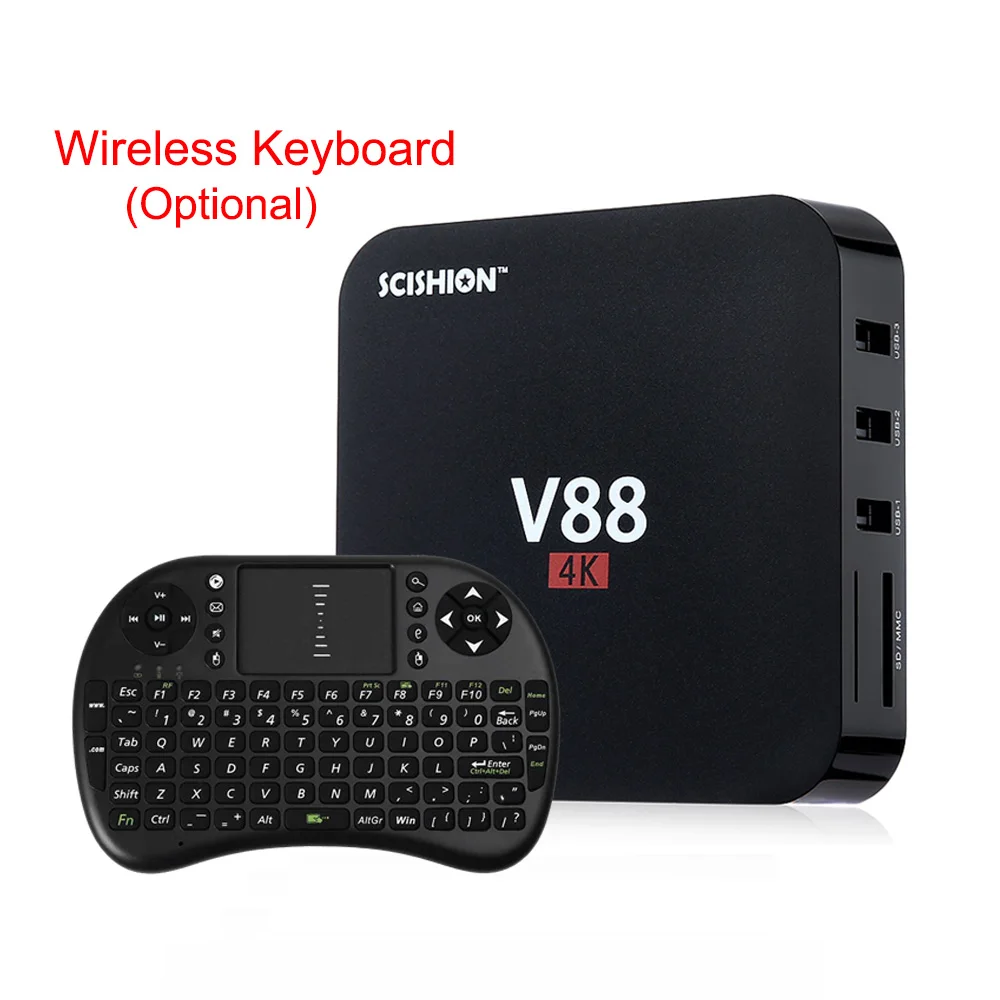 

SCISHION V88 4K Android 5.1 Smart TV Box Rockchip 3229 1G/8G 4 USB 4K 2K WiFi Full Loaded Quad Core 1.5GHZ Media Player PK A95X