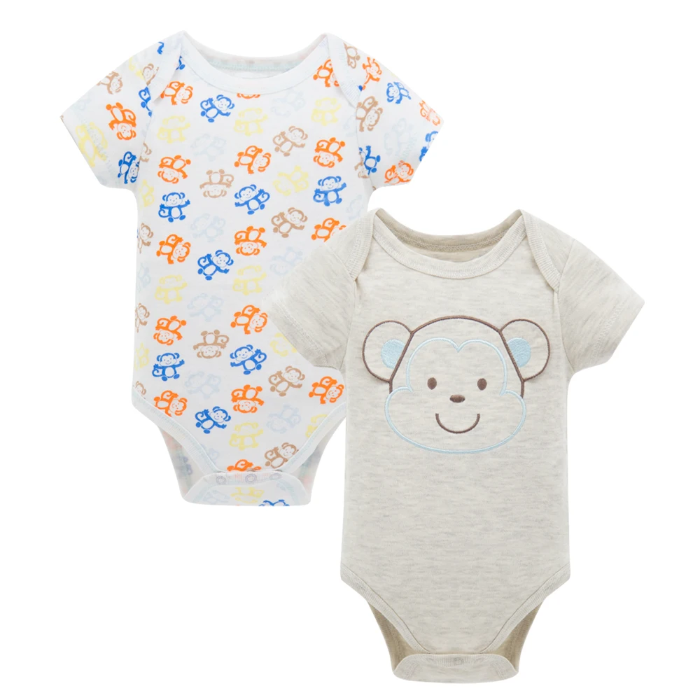 Kavkas/2 шт./партия, боди для малышей, короткий рукав, летняя хлопковая одежда для малышей с рисунком, боди для мальчиков и девочек 0-12 месяцев, для новорожденных - Цвет: HY2079
