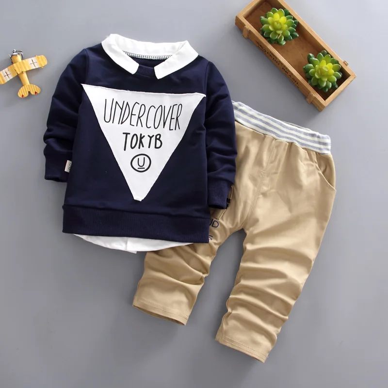 Младенец bibicola, комплект модной одежды для малышей, весенне-осенний хлопковый спортивный костюм для маленьких мальчиков спортивный костюм с длинными рукавами для новорожденных мальчиков