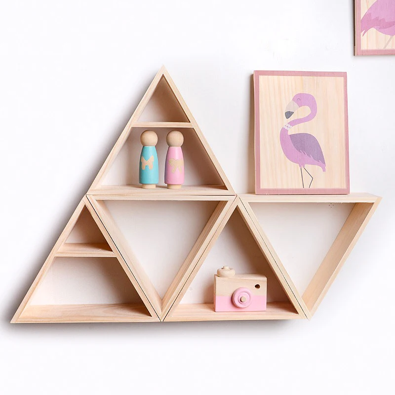 

Pine Wood Storage Holder Racks Wall Hanging Living Room Bedroom Triangular Shelf Home Decoration Ins Hot Wall Organizer Shelves