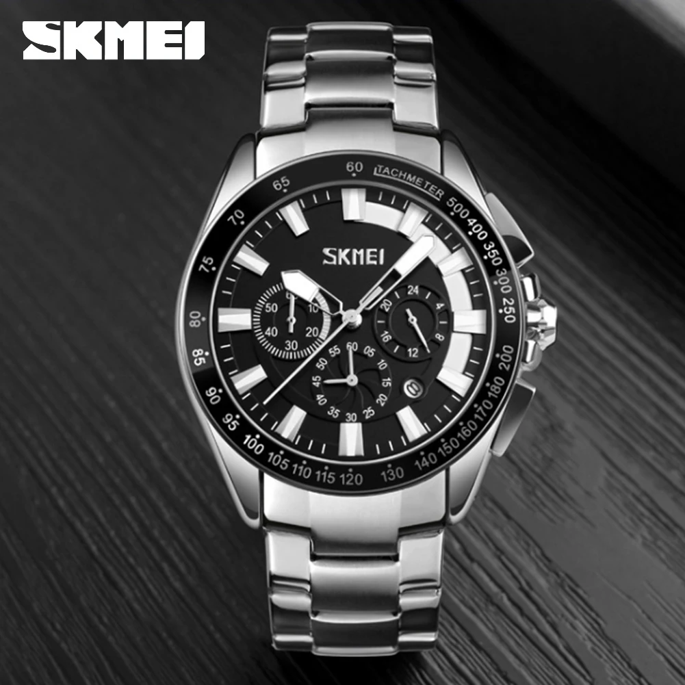 

SKMEI 9167 Clock men's wrist watch sport watch Man Quartz Wrist Watches Stainless Steel Watchband Business Style Men's