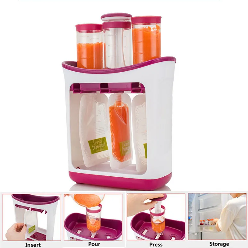 

Squeeze Food Station Baby Food Organization Storage Containers Baby Food Maker Set Fruit Puree Packing Machine Drop shipping