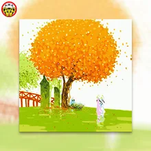 Корейский пейзаж иллюстрация мультфильм для прогулок желая женщин декоративные картины нарисованные красками по номерам на холсте