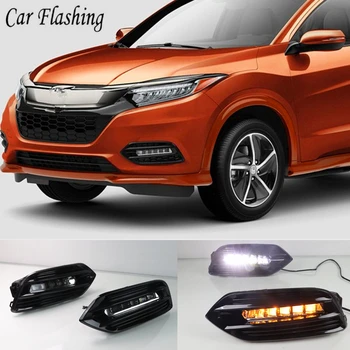 

2PCS LED Daytime Running Light For Honda HRV HR-V Vezel 2019 Yellow Turn Signal Function 12V Car DRL Fog Lamp Decoration