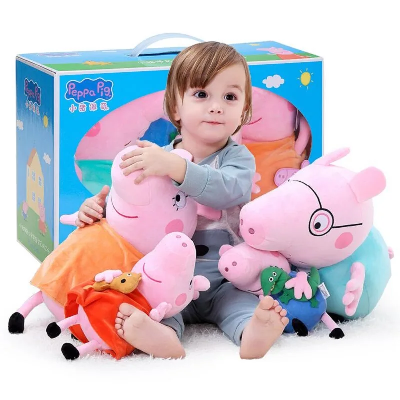 4 pièces/ensemble Peppa Pig George peluche peluche 19/30cm Peppa Pig fête de famille poupées noël nouvel an cadeau pour fille son Original (lot de 4)