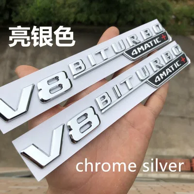 Наклейка на эмблему крыла автомобиля V8 BITURBO 4matic + для Mercedes Benz AMG w117 cla45 w205 c63 w212 e63 w207