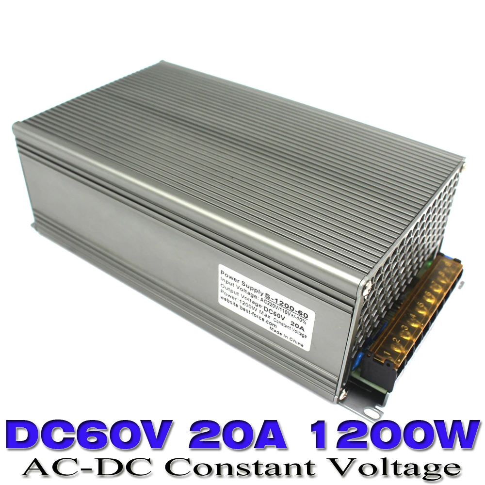 Single Output DC 60V 20A 1200W Switching Power Supply Transformers 110V