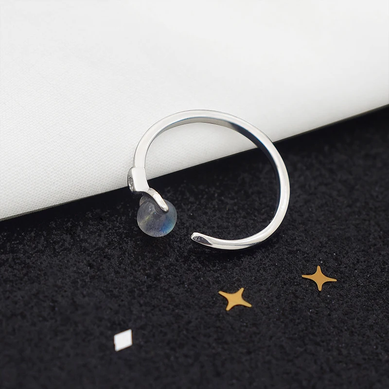 Кольцо с открытым хвостом из стерлингового серебра S925 пробы, кольцо с аметистом, натуральным кристаллом розового кварца, милое модное кольцо рейки, исцеляющее ювелирное изделие