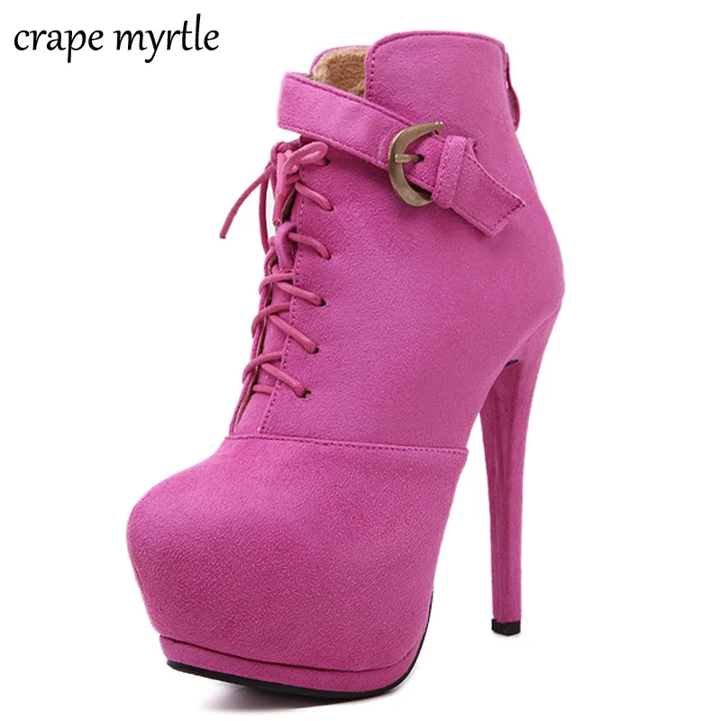 

2019 pink boots sexy high heels shoes platform ankle boots for women botas thin heels women heels night high heels boots YMA505
