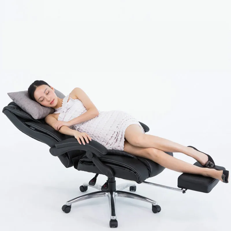 Cowhide Massage Office Chair Household Leather Computer Boss Chair Swivel Lifting Gaming Chair Recl