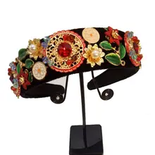 New Limited Edition Baroque Multicolor Flowers Crown Handmade Tiara Crystal Wide Headbands Wedding Hair Jewelry Gift For Women