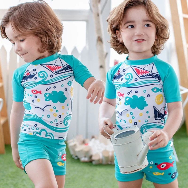 Roupa de Banho dos Miúdos Meninos Maiô Duas Peças Rash Guards Natação Troncos Nadar Conjunto Proteção Solar uv Crianças Maiôs 23 Mamãe e Bebê