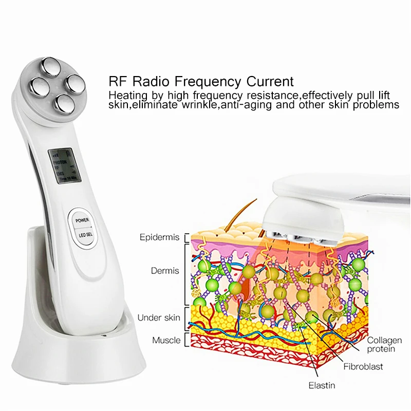5в1 РЧ и EMS, радио мезотерапия, Электропорация, ручка для красоты лица, радиочастотный светодиодный фотон, средство для омоложения кожи, удаления морщин