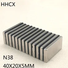 5 шт./лот магнит 40x20x5 мм N38 сильный квадратный неодимовый магнит 40*20*5 мм неодимовые магниты 40мм x 20мм x 5мм
