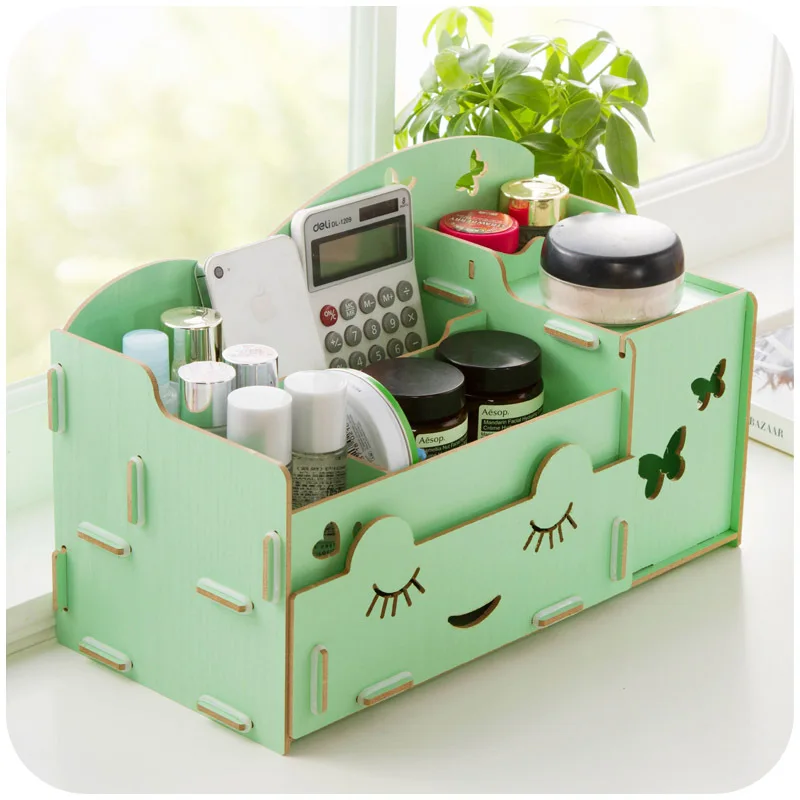 Aliexpress.com : Buy Free shipping 1 pcs Cute wood Stationery Makeup Cosmetic Desk Organizer Storage Box DIY SN141 from