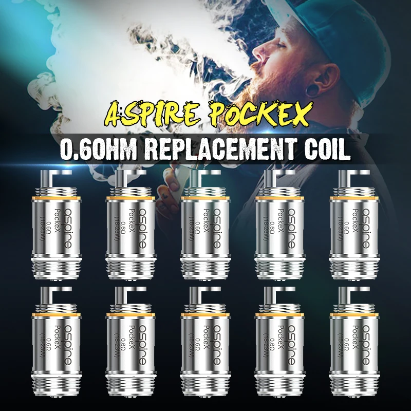 

Brand New 0.6ohm Eletronic Cigarette Atomizer Core ForAspire Pockex AIO U-Tech Replacement Coils For SS316L 18-23W Pack 5