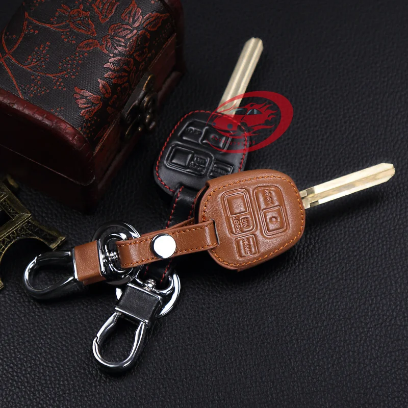 Горячая Распродажа, автомобильный чехол, натуральная кожа, автомобильный чехол для ключей для Toyota Tarago RAV4 Corolla Camry, 3 кнопки, кожаный автомобильный чехол для дистанционного ключа