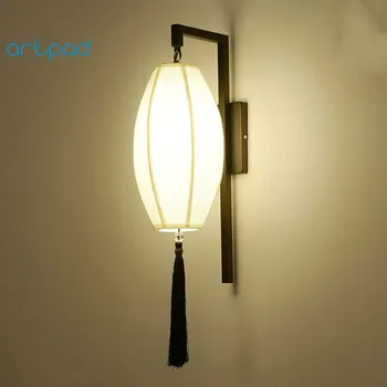 

Artpad Retro Traditional Chinese Wall Lamp AC90-260V Fabric Lampshade LED Bedside Living Room Study Home Hotel Decorative Lights