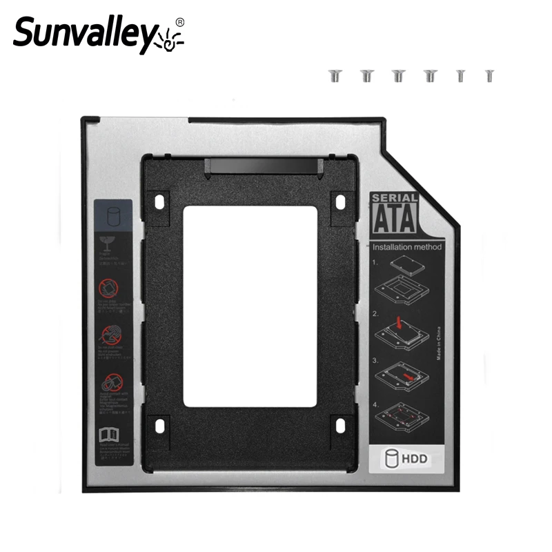 Sunvalley 12,7 мм Универсальный 2-й HDD Caddy 2," чехол для SSD, HDD SATA 3,0 для ноутбука жесткий диск