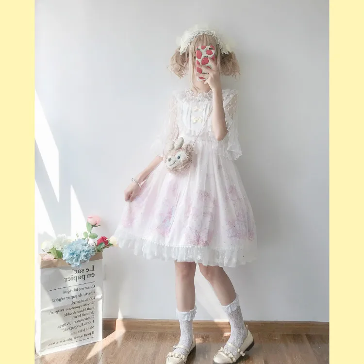 Cosplay&ware Kawaii Clothing Japanese Fashion Lolita Jsk Dress Women Summer Cute Bow Cat Strap Gothic Tea Party Sweet -Zentai shop online