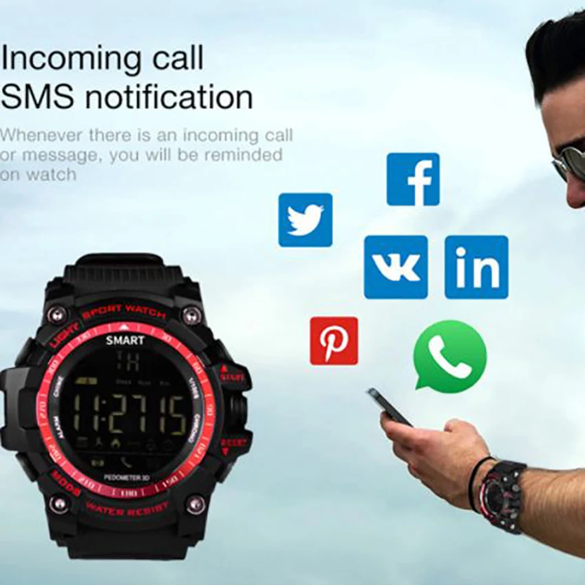 Спортивные Смарт часы EX16 с Bluetooth водонепроницаемые до 50 м|bluetooth smart watch|smart watchbluetooth