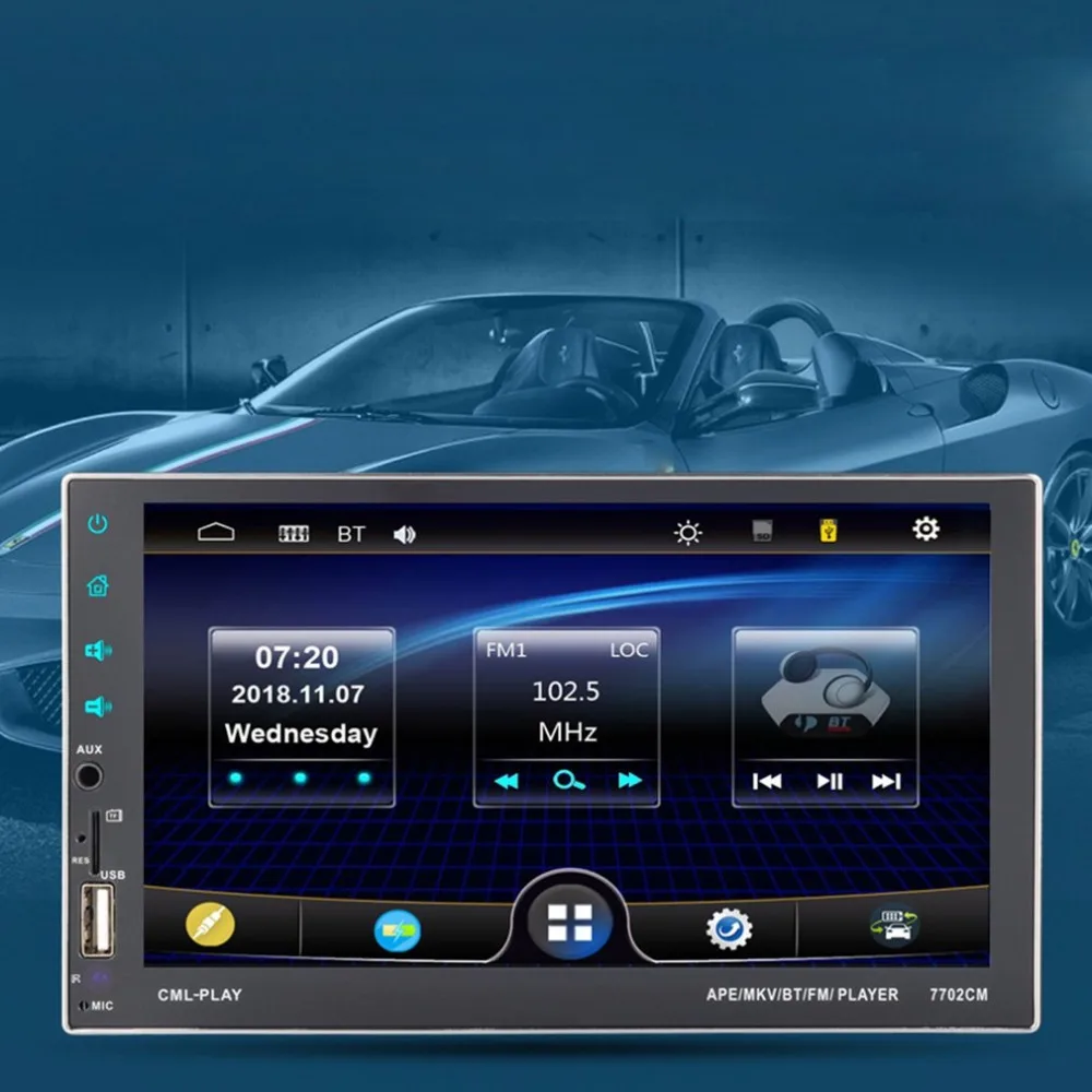 

Universal Car MP5 Multimedia Player 7 Inch HD Touch Screen Hand-Free Calls Support Dual USB Bluetooth Reversing visible