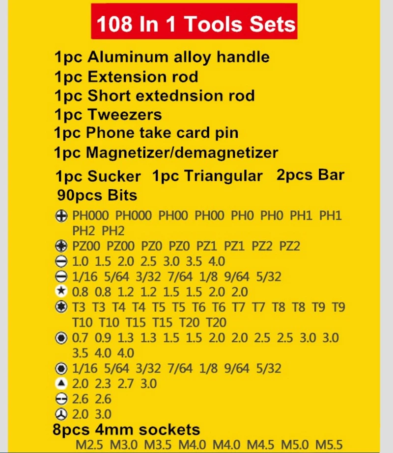 Evanx 108 шт. точность Отвёртки комплект Мультитул магнитным бит для сотового телефона Ноутбук обслуживания и ремонта Инструменты