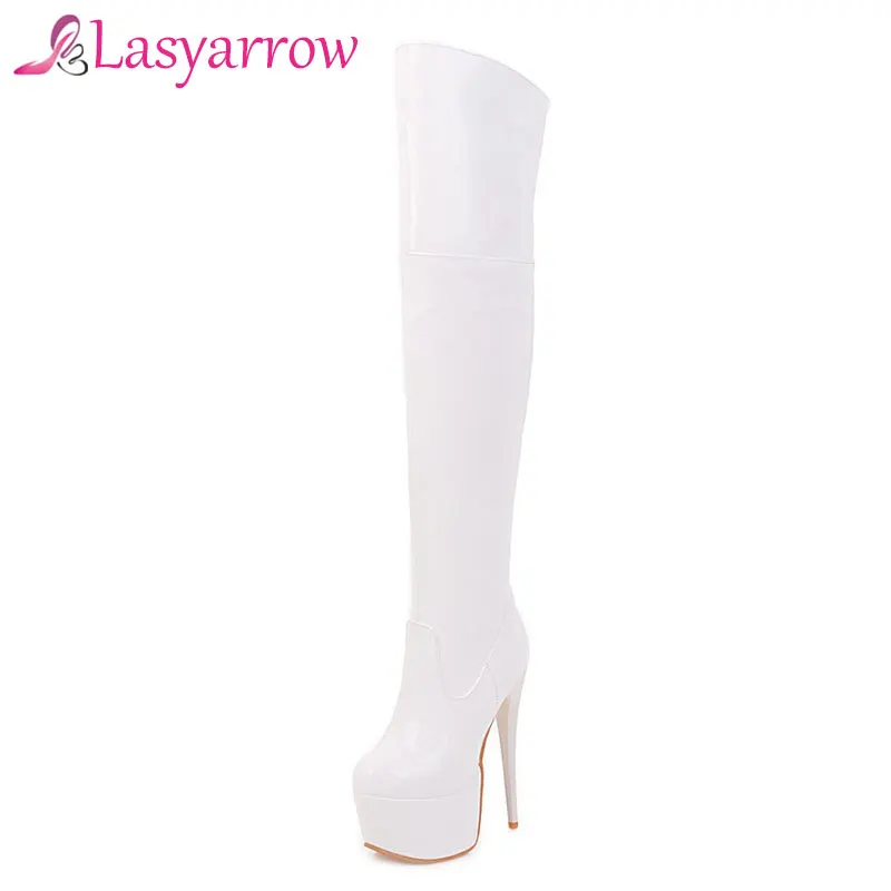 Sexy Women's Boots Black Red Patent Leather Shoes Woman Women's Stiletto Boots Thin High Heels Botas Feminina RM124