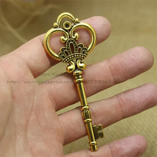 Pulchritude compras libres gran corona llave Amuletos joyería de la aleación del cinc de la vendimia llaves Amuletos 10 unids 32*84mm caliente venta