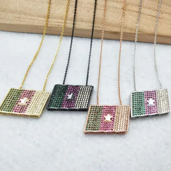 

5 Pieces Micro Pave Crystal Cubic Zirconia Pendant handcrafted Charm women Jewelry Finding,Cameroon flag Necklace NK346